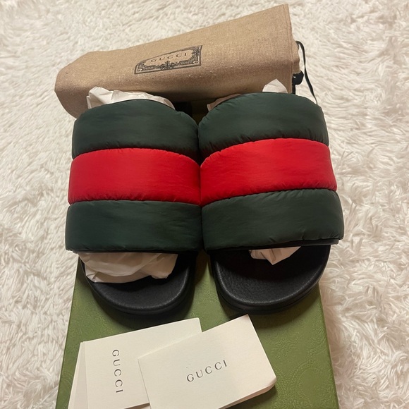 Gucci Padded Web Slide Sandals - Picture 3 of 16